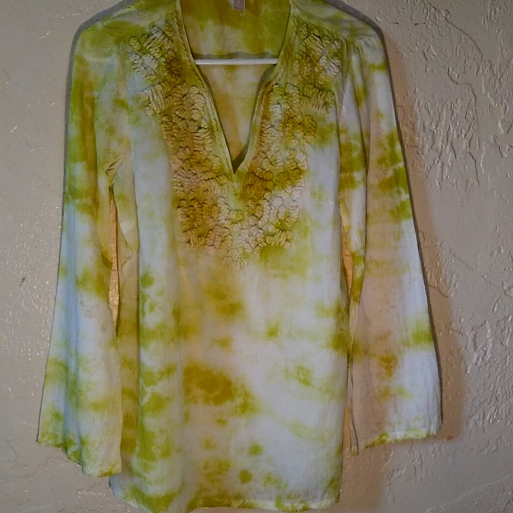 Michael Kors Lime Green and White Tunic MEDIUM